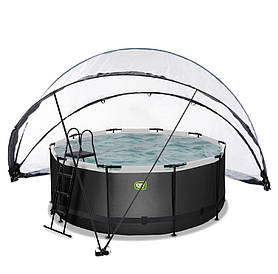 Каркасний басейн EXIT 360x122 см з накриттям "Чорна шкіра" (пісочний фільтр)