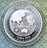 Срібна Монета Токелау 5 доларів 2020 р. Глобус, фото 3
