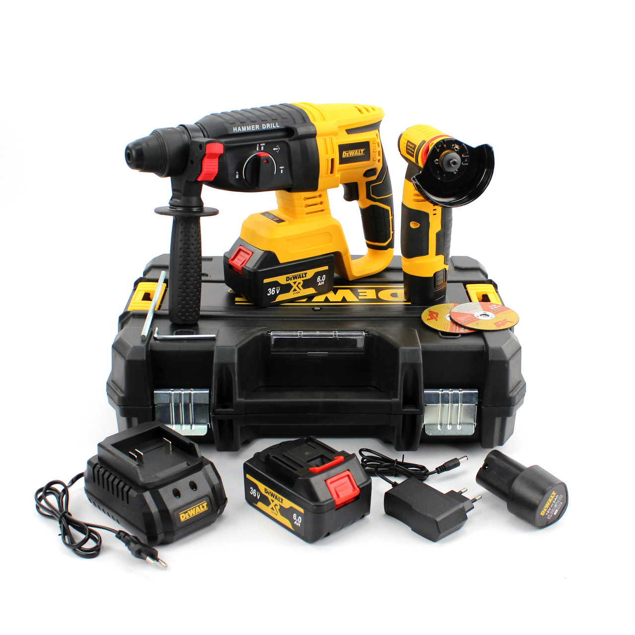 АКБ набір 2в1 DeWalt 36V (Перфоратор DCH133NT + Міні-болгарка DCG125N-18V) Набір 2в1 Деволт