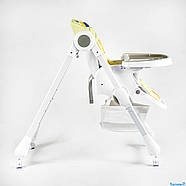 Дитячий стільчик для годування Joy K-94011, регульований по висоті, м’який ПВХ‑чохол, знімний столик на 4 коліщатках з кошиком, фото 2