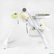 Дитячий стільчик для годування Joy K-94011, регульований по висоті, м’який ПВХ‑чохол, знімний столик на 4 коліщатках з кошиком, фото 5