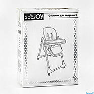 Дитячий стільчик для годування Joy K-94011, регульований по висоті, м’який ПВХ‑чохол, знімний столик на 4 коліщатках з кошиком, фото 7