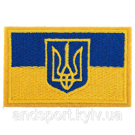 Шеврон патч на липучці 'Флаг України з гербом' TY-9926 жовтий-блакитний Код TY-9926, фото 1