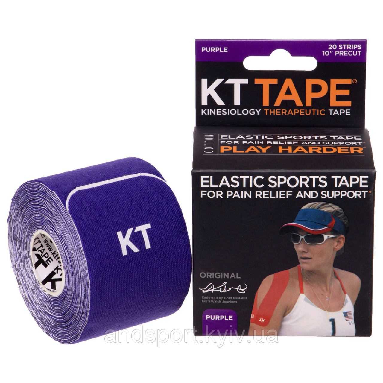 Кінезіо тейп (Kinesio tape) KTTP ORIGINAL KT002806 розмір 5смх5м кольори в асортименті Код BC-4786