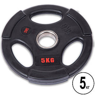 Диски для штанги обгумовані LIFE FITNESS SC-80154B-5 51мм 5кг чорний Код SC-80154B-5, фото 1