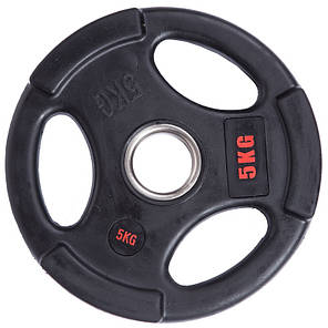 Диски для штанги обгумовані LIFE FITNESS SC-80154B-5 51мм 5кг чорний Код SC-80154B-5, фото 3