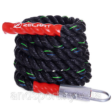 Канат спортивний для лазіння з кріпленням Zelart FI-2626 4,5м чорний Код FI-2626, фото 1