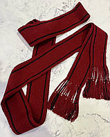 Пояс вишневий з китицями Ткана крайка бордова