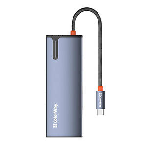 Док-станція для ноутбука ColorWay USB-C 5-в-1 Type C PD 100W/USB3.0х3/HDMI 4К (CW-HUB01)