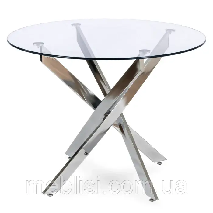 Стіл круглий скляний SALLO 2, 110*75см, прозорий/хром (MEBEL ELITE) ME.SALLO2/TR/SR/S