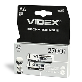 Батарейки акумуляторні VIDEX AA HR6 2700mAh (ціна за 2шт/бл)