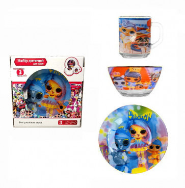 Набір дитячого посуду "Лол" тарілка, чашка, піала A9551/27, фото 1