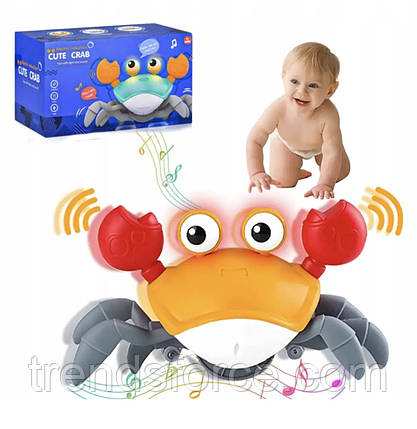 Краб зі звуковими та світловими ефектами Cartoon Crab HX155C Жовтогарячий Інтерактивний краб-робот 209243, фото 1