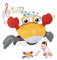 Краб зі звуковими та світловими ефектами Cartoon Crab HX155C Жовтогарячий Інтерактивний краб-робот 209243, фото 6