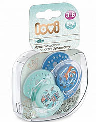 Пустушка динамічна силіконова 3-6 міс Lovi Folky Boy 2 шт, 22/842 (Лові)