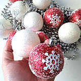 Набір новорічних іграшок Сніжинка 12 шт 6 см | прикраси ялинкові | новорічні іграшки, фото 2