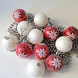 Набір новорічних іграшок Сніжинка 12 шт 6 см | прикраси ялинкові | новорічні іграшки, фото 3