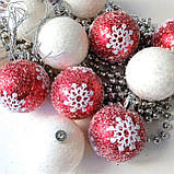 Набір новорічних іграшок Сніжинка 12 шт 6 см | прикраси ялинкові | новорічні іграшки, фото 4