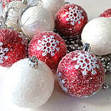 Набір новорічних іграшок Сніжинка 12 шт 6 см | прикраси ялинкові | новорічні іграшки, фото 5