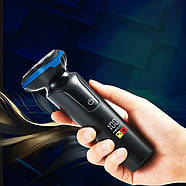 Електробритва чоловіча акумуляторна з дисплеєм Geemy GM-9010 Електробритва для сухого та вологого гоління, фото 3