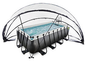 Басейн EXIT із наземним куполом 400x200x122см "Чорна шкіра" піщаний фільтр