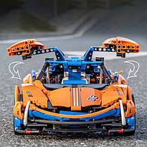 Конструктор спортивна машина Pagani на управлінні на 1883 деталі, колір синій з помаранчевим, фото 2