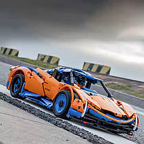 Конструктор спортивна машина Pagani на управлінні на 1883 деталі, колір синій з помаранчевим, фото 4