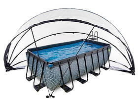Басейн EXIT із наземним куполом 400x200x122см "камінь" піщаний фільтр