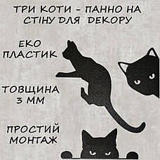 Кішки декоративні пластикові набір 3 шт. «Злі кішки» Настінний декор. Домашній декор, фото 4