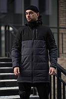 Модний пуховик зимова чоловіча куртка стильна якісна утеплена класна довга молодіжна осіння