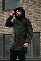 Чоловічий зимовий подовжений молодіжний пуховик модна довга куртка демісезонна якісна утеплена