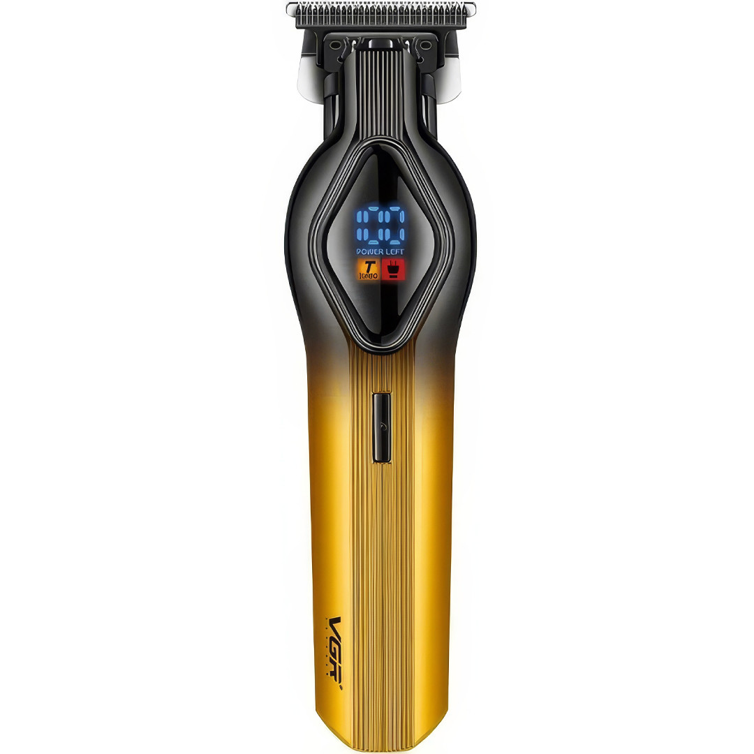 Акумуляторна машинка для стрижки волосся з дисплеєм VGR V-921 Gold Машинка для стрижки з 4 насадками, фото 1