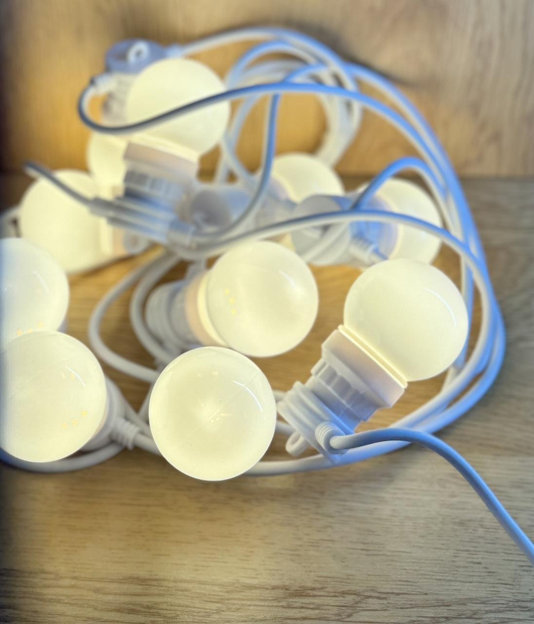 Гірлянда ретро біла лампа 5 м 10 лампочок, вулиця