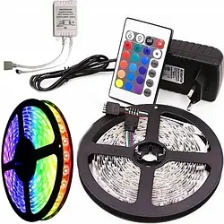 Світлодіодна LED стрічка  5 метрів 5050 RGB комплект.