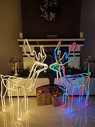 Олень 120 см з гибкого неону з поворотом голови .Колір синій, теплий, білий та RGB .