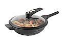Сковорода вок-сотейник, пароварка 3 в 1 з мікродаленням, гранітне покриття, 32 см Edenberg EB-12112, фото 3