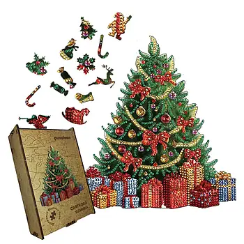 Пазл дерев'яний Святкова Ялинка, А5 (16х14 см, 35 дет.), Картонна коробка