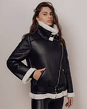 Дублянка жіноча 04 S чорна з білим хутром, фото 2