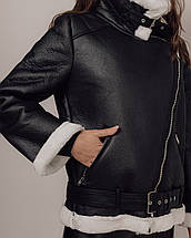 Дублянка жіноча 04 S чорна з білим хутром, фото 3