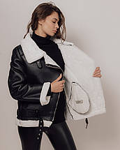 Дублянка жіноча 04 S чорна з білим хутром, фото 4