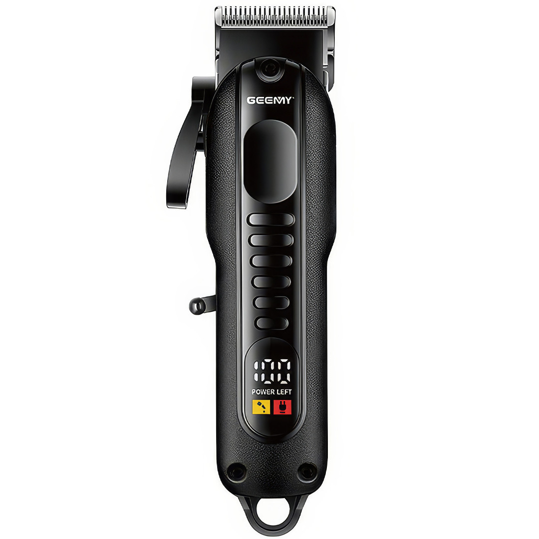 Акумуляторна машинка для стрижки волосся з дисплеєм Geemy GM-8040 Black Машинка для стрижки з 4 насадками, фото 1
