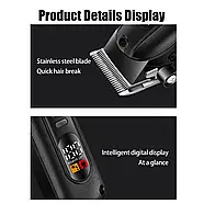 Акумуляторна машинка для стрижки волосся з дисплеєм Geemy GM-8040 Black Машинка для стрижки з 4 насадками, фото 4