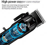 Акумуляторна машинка для стрижки волосся з дисплеєм Geemy GM-8040 Black Машинка для стрижки з 4 насадками, фото 3