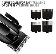 Акумуляторна машинка для стрижки волосся з дисплеєм Geemy GM-8040 Black Машинка для стрижки з 4 насадками, фото 6