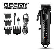 Акумуляторна машинка для стрижки волосся з дисплеєм Geemy GM-8040 Black Машинка для стрижки з 4 насадками, фото 8