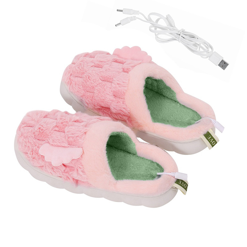 Хатні кімнатні капці Lesko A-232 USB Pink з підігрівом і крилами теплі 28 шт.