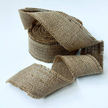 Стрічка джутова з мішковини натуральна 50 мм рулон 10 м