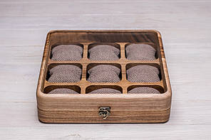Органайзер на 9 секцій для наручного годинника ecoWalnut 7х26.5х26.5 см