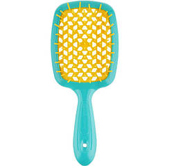 Щітка для волосся бірюзова з жовтим Superbrush Janeke