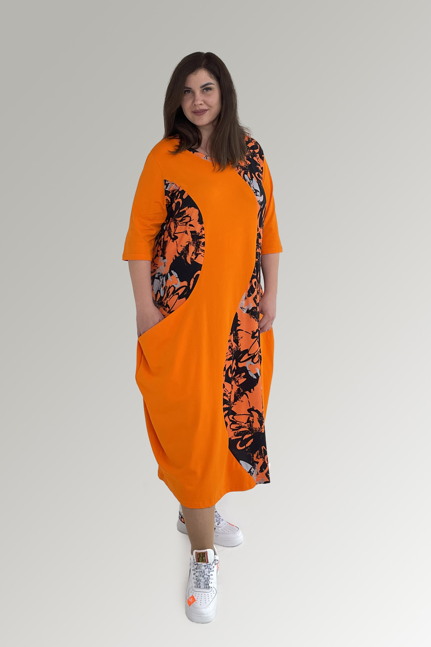 Жіноче плаття HookK Design 032_1_54/56 Жовтогаряче 54-56